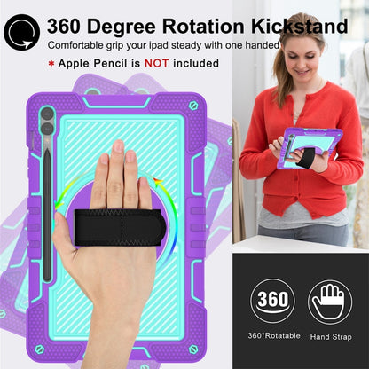 For Samsung Galaxy Tab S9+ 360 Degree Rotation PC Contrast Silicone Tablet Case(Purple + Mint Green) - Galaxy Tab S9+ Cases by PMC Jewellery | Online Shopping South Africa | PMC Jewellery | Buy Now Pay Later Mobicred