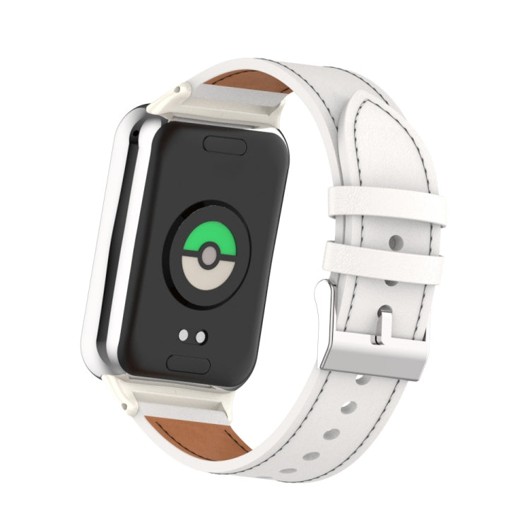 For Xiaomi Smart Band 9 Pro / 8 Pro 18mm Microfiber Sewing Leather Watch Band(White+Ivory White) - free shipping - PMc TechLife - Order now!