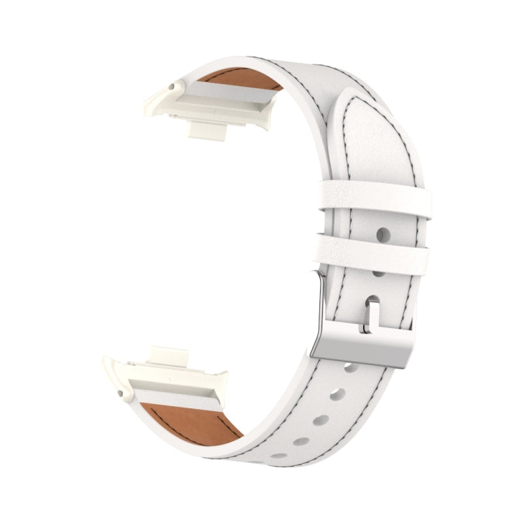 For Xiaomi Smart Band 9 Pro / 8 Pro 18mm Microfiber Sewing Leather Watch Band(White+Ivory White) - free shipping - PMc TechLife - Order now!