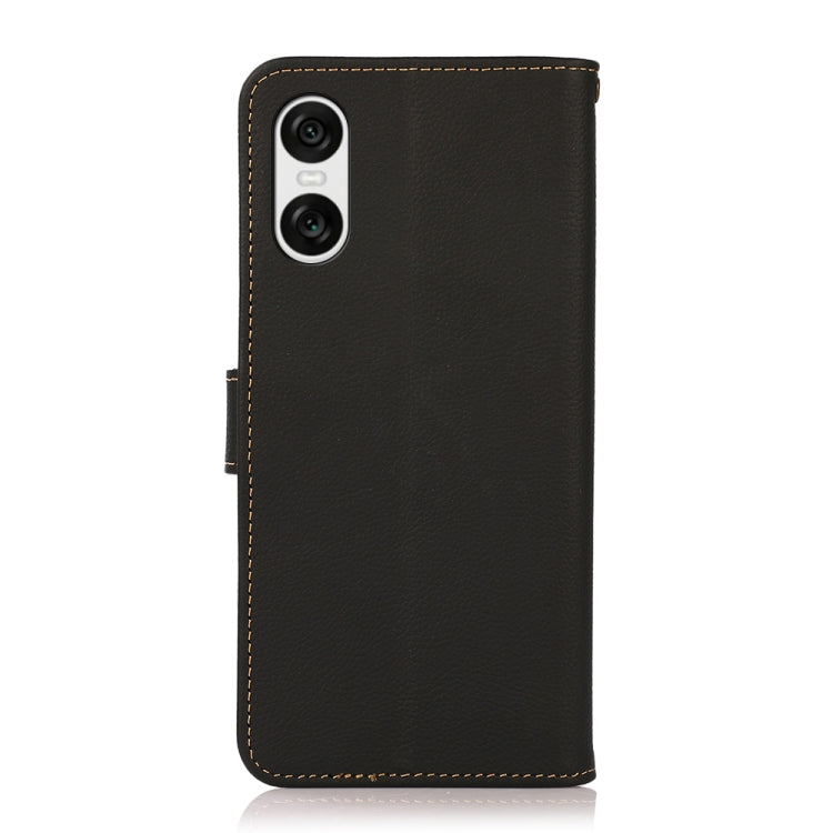For Sony Xperia 10 VI KHAZNEH Custer Genuine Leather RFID Phone Case(Black) - Sony Cases by PMC TechLife | Online Shopping South Africa | PMC TechLife | Buy Now Pay Later Mobicred