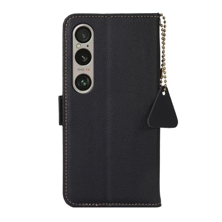 For Sony Xperia 1 VI Side-Magnetic TJ Genuine Leather RFID Phone Case(Black) - Sony Cases by PMC TechLife | Online Shopping South Africa | PMC TechLife | Buy Now Pay Later Mobicred
