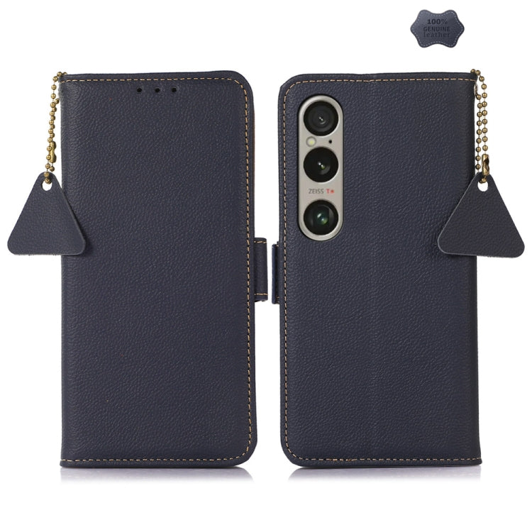 For Sony Xperia 1 VI Side-Magnetic TJ Genuine Leather RFID Phone Case(Blue) - Sony Cases by PMC TechLife | Online Shopping South Africa | PMC TechLife | Buy Now Pay Later Mobicred