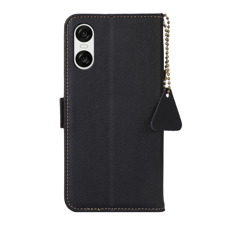 For Sony Xperia 10 VI Side-Magnetic TJ Genuine Leather RFID Phone Case(Black) - Sony Cases by PMC TechLife | Online Shopping South Africa | PMC TechLife | Buy Now Pay Later Mobicred