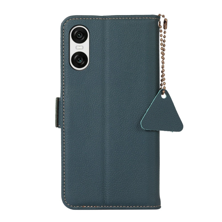 For Sony Xperia 10 VI Side-Magnetic TJ Genuine Leather RFID Phone Case(Green) - Sony Cases by PMC TechLife | Online Shopping South Africa | PMC TechLife | Buy Now Pay Later Mobicred