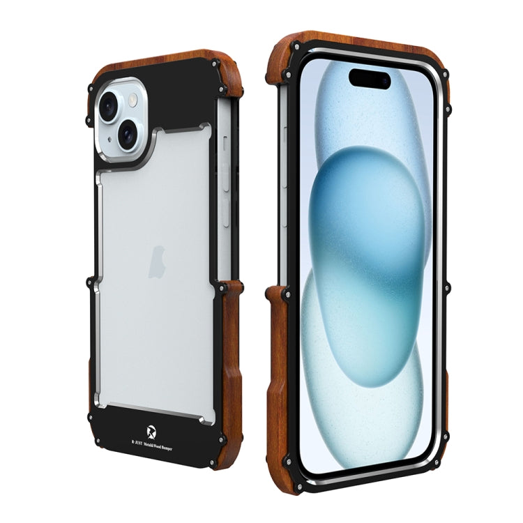 For iPhone 15 Plus R-JUST Ironwood Generation Metal + Wood Phone Case - iPhone 15 Plus Cases by R-JUST | Online Shopping South Africa | PMC Jewellery