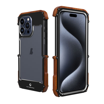 For iPhone 15 Pro R-JUST Ironwood Generation Metal + Wood Phone Case - iPhone 15 Pro Cases by R-JUST | Online Shopping South Africa | PMC Jewellery