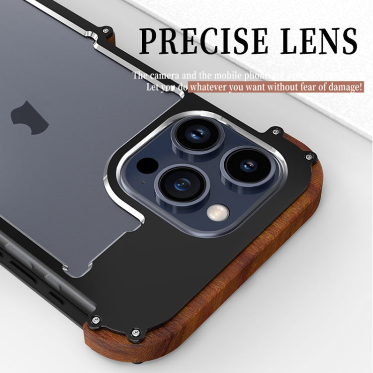 For iPhone 15 Pro R-JUST Ironwood Generation Metal Hybrid Wood Phone Case - iPhone 15 Pro Cases by R-JUST | Online Shopping South Africa | PMC TechLife | Buy Now Pay Later Mobicred
