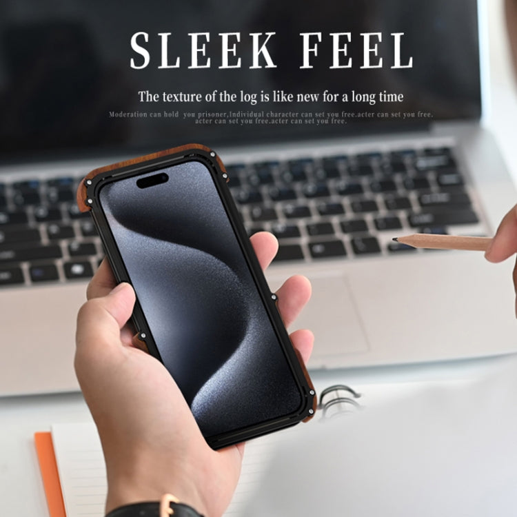 For iPhone 15 Pro R-JUST Ironwood Generation Metal Hybrid Wood Phone Case - iPhone 15 Pro Cases by R-JUST | Online Shopping South Africa | PMC TechLife | Buy Now Pay Later Mobicred