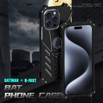 For iPhone 16 Pro R-JUST Batman Hollow Metal Phone Protective Case(Black) - iPhone 16 Pro Cases by R-JUST | Online Shopping South Africa | PMC Jewellery | Buy Now Pay Later Mobicred