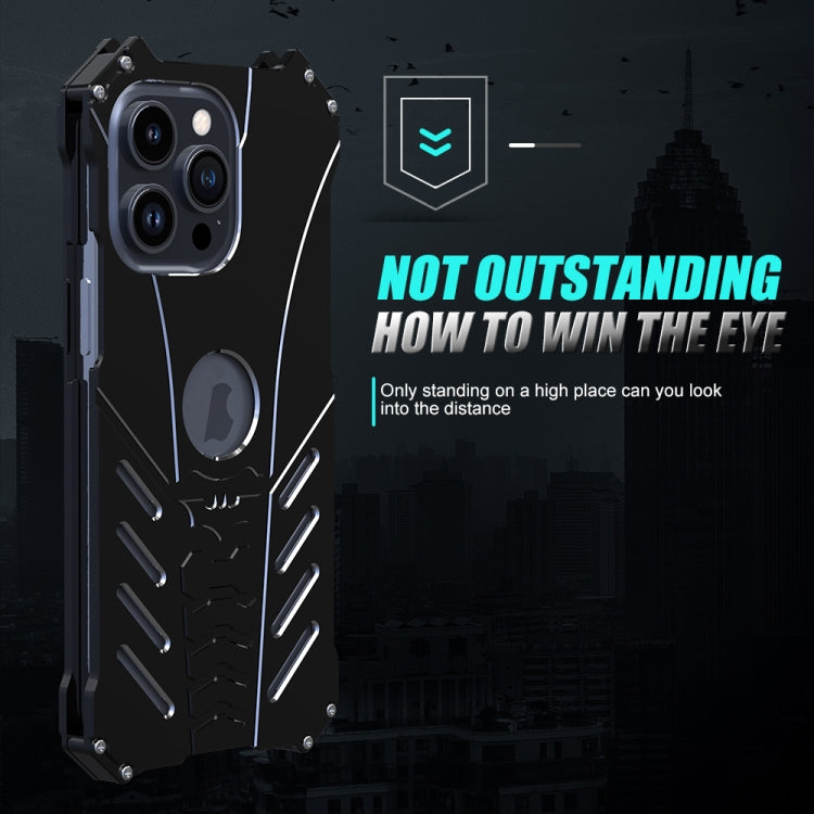 For iPhone 16 Plus R-JUST Batman Hollow Metal Phone Protective Case(Black) - free shipping - PMC Jewellery - Order now!