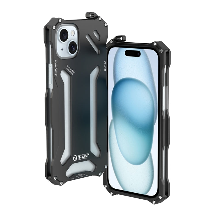 For iPhone 15 Plus R-JUST RJ17 Shockproof Armor Metal Phone Case(Black) - iPhone 15 Plus Cases by R-JUST | Online Shopping South Africa | PMC TechLife