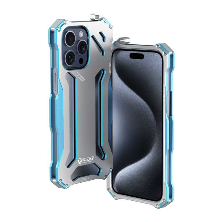 For iPhone 15 Pro R-JUST RJ17 Shockproof Armor Metal Phone Case(Blue) - iPhone 15 Pro Cases by R-JUST | Online Shopping South Africa | PMC TechLife | Buy Now Pay Later Mobicred