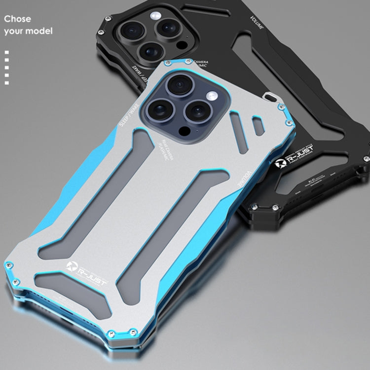 For iPhone 15 Pro R-JUST RJ17 Shockproof Armor Metal Phone Case(Blue) - iPhone 15 Pro Cases by R-JUST | Online Shopping South Africa | PMC TechLife | Buy Now Pay Later Mobicred