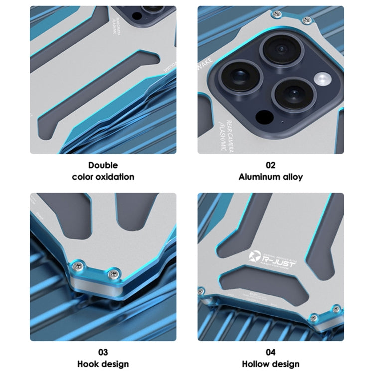 For iPhone 15 Pro R-JUST RJ17 Shockproof Armor Metal Phone Case(Blue) - iPhone 15 Pro Cases by R-JUST | Online Shopping South Africa | PMC TechLife | Buy Now Pay Later Mobicred