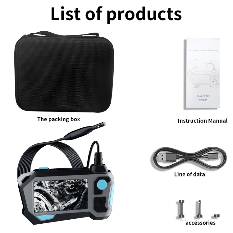 P120 Rotatable 8mm Dual Lenses Industrial Endoscope with Screen, 16mm Tail Pipe Diameter, Spec:2m Tube -  by PMC TechLife | Online Shopping South Africa | PMC TechLife | Buy Now Pay Later Mobicred