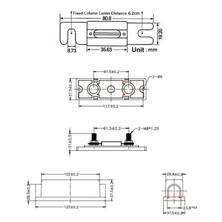 3 in 1 ANL Car Audio Modified Fuse Holder with 200A Fuse, Current:125A - Fuse by PMC TechLife | Online Shopping South Africa | PMC TechLife | Buy Now Pay Later Mobicred