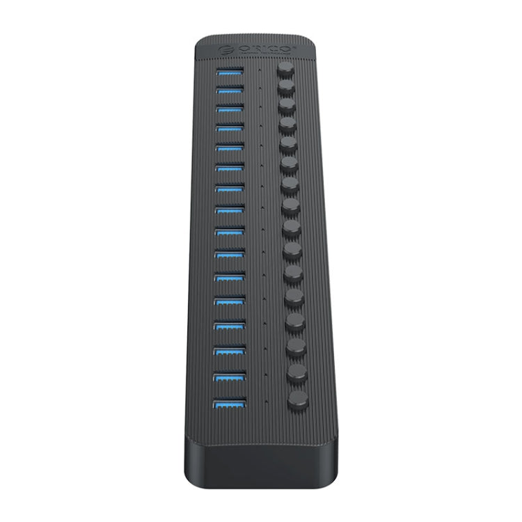 ORICO CT2U3-16AB Plastic Stripes 16 Ports USB 3.0 HUB with Individual Switches, Plug:US Plug(Black) - USB 3.0 HUB by ORICO | Online Shopping South Africa | PMC Jewellery | Buy Now Pay Later Mobicred