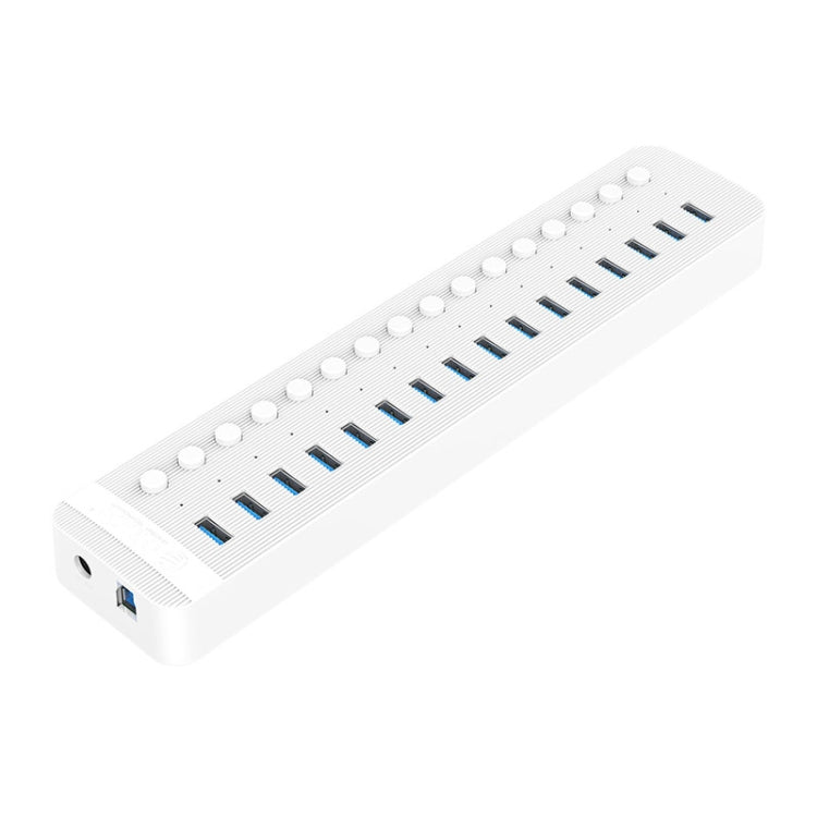 ORICO CT2U3-16AB Plastic Stripes 16 Ports USB 3.0 HUB with Individual Switches, Plug:US Plug(White) - USB 3.0 HUB by ORICO | Online Shopping South Africa | PMC Jewellery | Buy Now Pay Later Mobicred