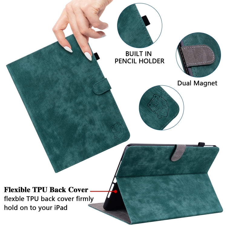 For Lenovo Tab M11/Xiaoxin Pad 11 2024 Tiger Pattern Flip Leather Tablet Case(Dark Green) - free shipping - PMC Jewellery - Order now!