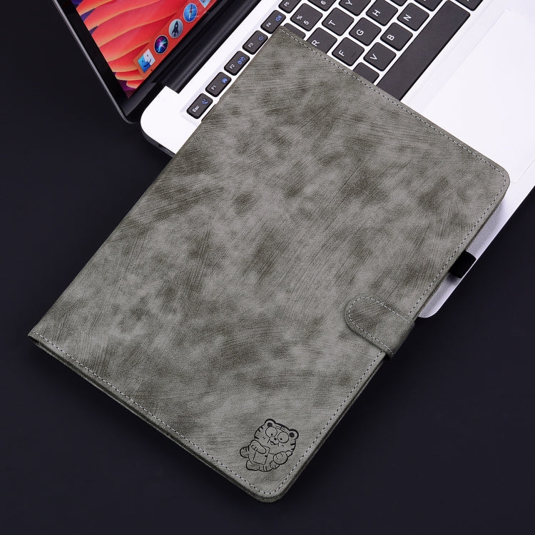For Lenovo Tab P12 Pro 12.7 2025 Tiger Pattern Flip Leather Tablet Case(Grey) - Lenovo by PMC TechLife | Online Shopping South Africa | PMC TechLife | Buy Now Pay Later Mobicred