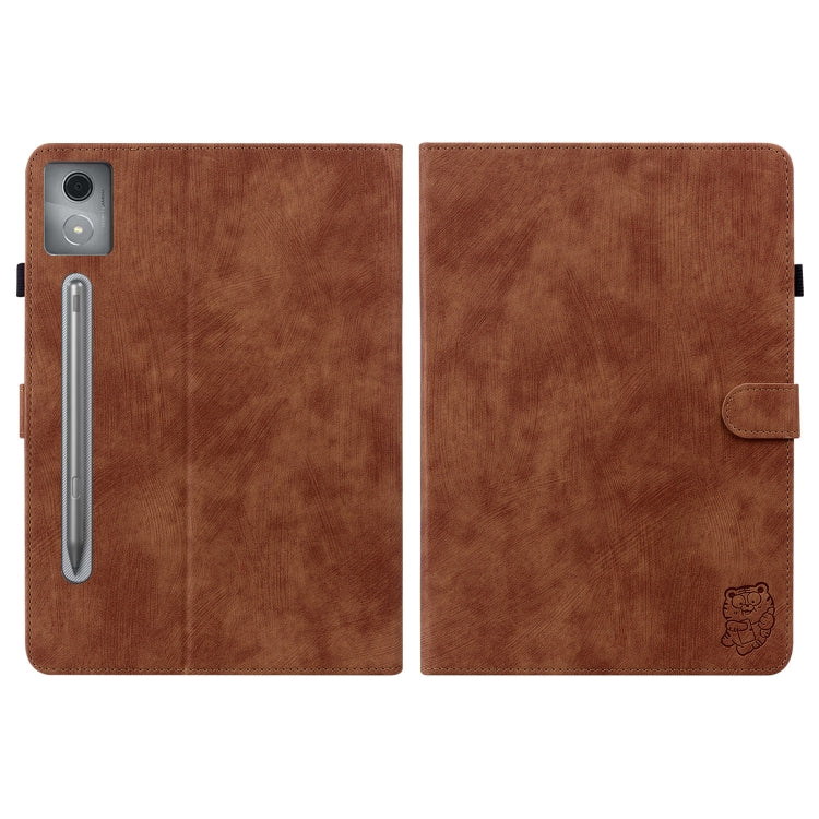 For Lenovo Tab P12 Pro 12.7 2025 Tiger Pattern Flip Leather Tablet Case(Brown) - Lenovo by PMC TechLife | Online Shopping South Africa | PMC TechLife | Buy Now Pay Later Mobicred