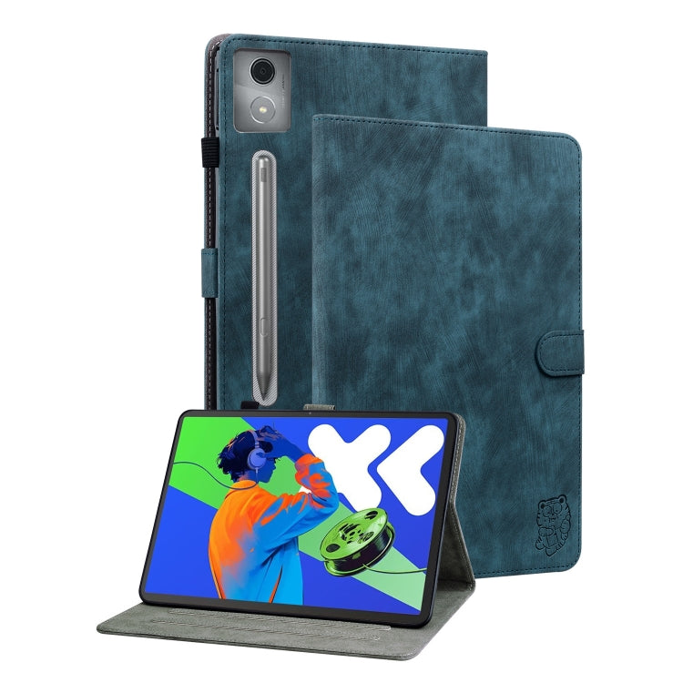 For Lenovo Tab P12 Pro 12.7 2025 Tiger Pattern Flip Leather Tablet Case(Dark Blue) - Lenovo by PMC TechLife | Online Shopping South Africa | PMC TechLife | Buy Now Pay Later Mobicred