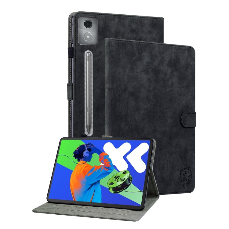 For Lenovo Tab P12 Pro 12.7 2025 Tiger Pattern Flip Leather Tablet Case(Black) - Lenovo by PMC TechLife | Online Shopping South Africa | PMC TechLife | Buy Now Pay Later Mobicred
