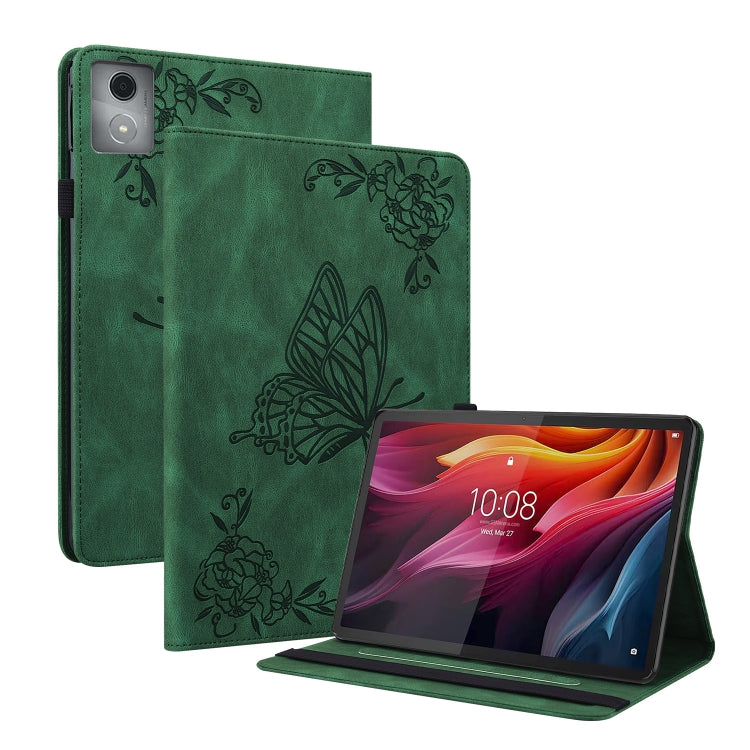 For Lenovo Tab K11 Plus Butterfly Flower Embossed Leather Tablet Case(Green) - Lenovo by PMC TechLife | Online Shopping South Africa | PMC TechLife | Buy Now Pay Later Mobicred