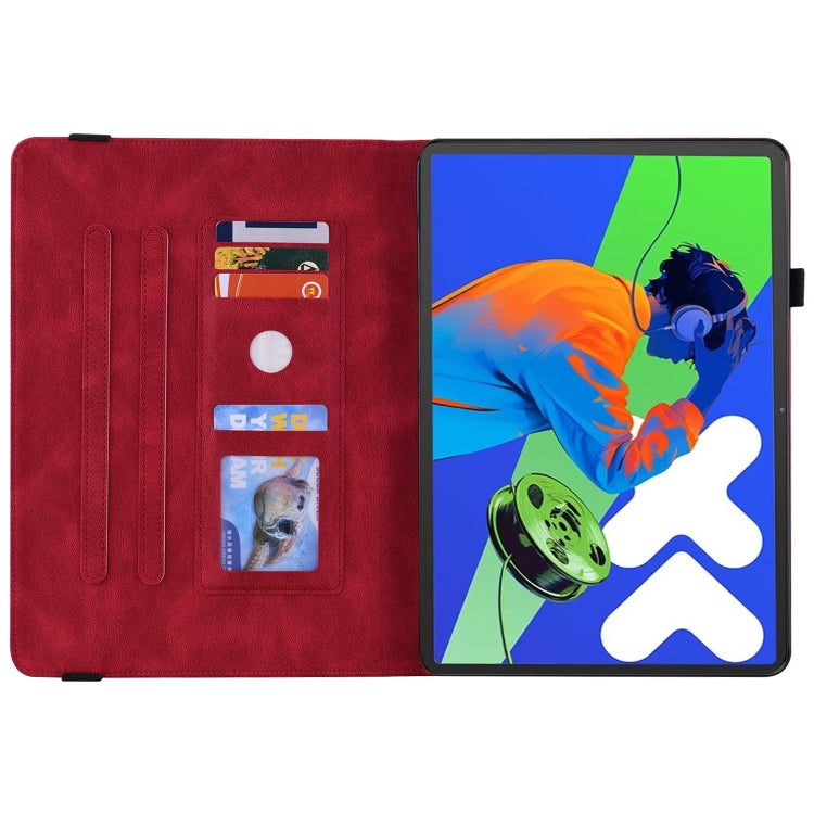 For Lenovo Tab P12 Pro 12.7 2025 Butterfly Flower Embossed Leather Tablet Case(Red) - Lenovo by PMC TechLife | Online Shopping South Africa | PMC TechLife | Buy Now Pay Later Mobicred