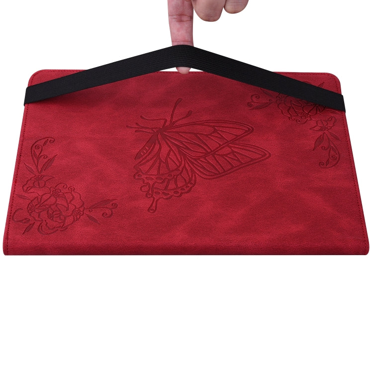 For Lenovo Tab P12 Pro 12.7 2025 Butterfly Flower Embossed Leather Tablet Case(Red) - Lenovo by PMC TechLife | Online Shopping South Africa | PMC TechLife | Buy Now Pay Later Mobicred