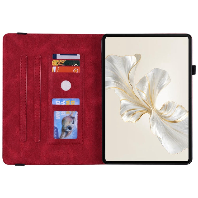 For Honor Pad 9 12.1 Butterfly Flower Embossed Leather Tablet Case(Red) - Honor by PMC TechLife | Online Shopping South Africa | PMC TechLife | Buy Now Pay Later Mobicred