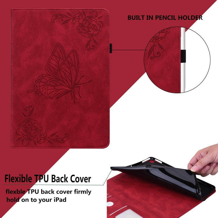 For Honor Pad 9 12.1 Butterfly Flower Embossed Leather Tablet Case(Red) - Honor by PMC TechLife | Online Shopping South Africa | PMC TechLife | Buy Now Pay Later Mobicred