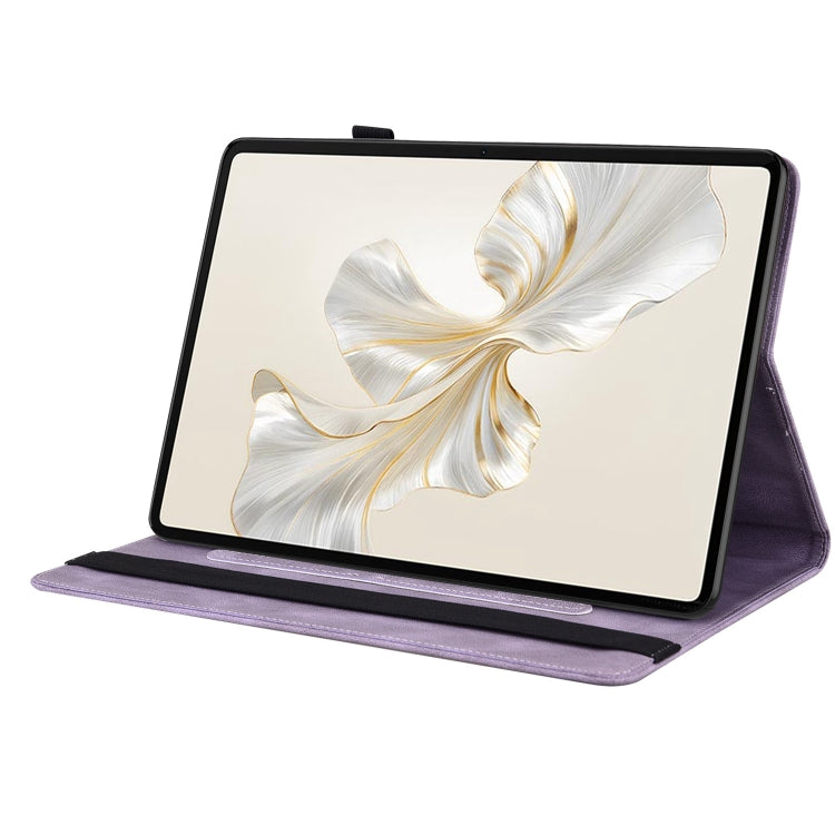 For Honor Pad 9 12.1 Butterfly Flower Embossed Leather Tablet Case(Purple) - Honor by PMC TechLife | Online Shopping South Africa | PMC TechLife | Buy Now Pay Later Mobicred