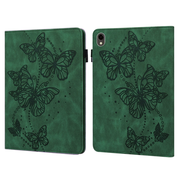 For Samsung Galaxy Tab S9 Embossed Butterfly Pattern Horizontal Flip Leather Tablet Case(Green) - Galaxy Tab S9 Cases by PMC Jewellery | Online Shopping South Africa | PMC Jewellery | Buy Now Pay Later Mobicred