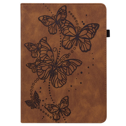 For Samsung Galaxy Tab S9 Embossed Butterfly Pattern Horizontal Flip Leather Tablet Case(Brown) - Galaxy Tab S9 Cases by PMC Jewellery | Online Shopping South Africa | PMC Jewellery | Buy Now Pay Later Mobicred