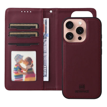 For iPhone 16 Pro BETOPNICE BN-005 2 in 1 Detachable Imitate Genuine Leather Phone Case(Wine Red) - iPhone 16 Pro Cases by BETOPNICE | Online Shopping South Africa | PMC Jewellery | Buy Now Pay Later Mobicred