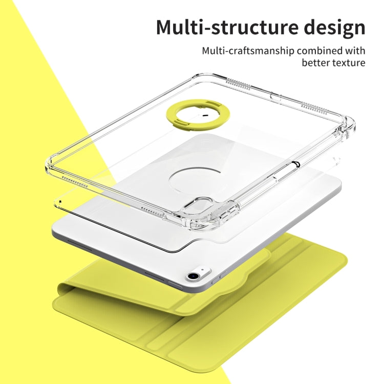 For iPad Air 11 2025 / 2024 360 Rotation Detachable Clear Acrylic Leather Tablet Case(Yellow) - iPad Air 11 2025 / 2024 Cases by PMC TechLife | Online Shopping South Africa | PMC TechLife | Buy Now Pay Later Mobicred