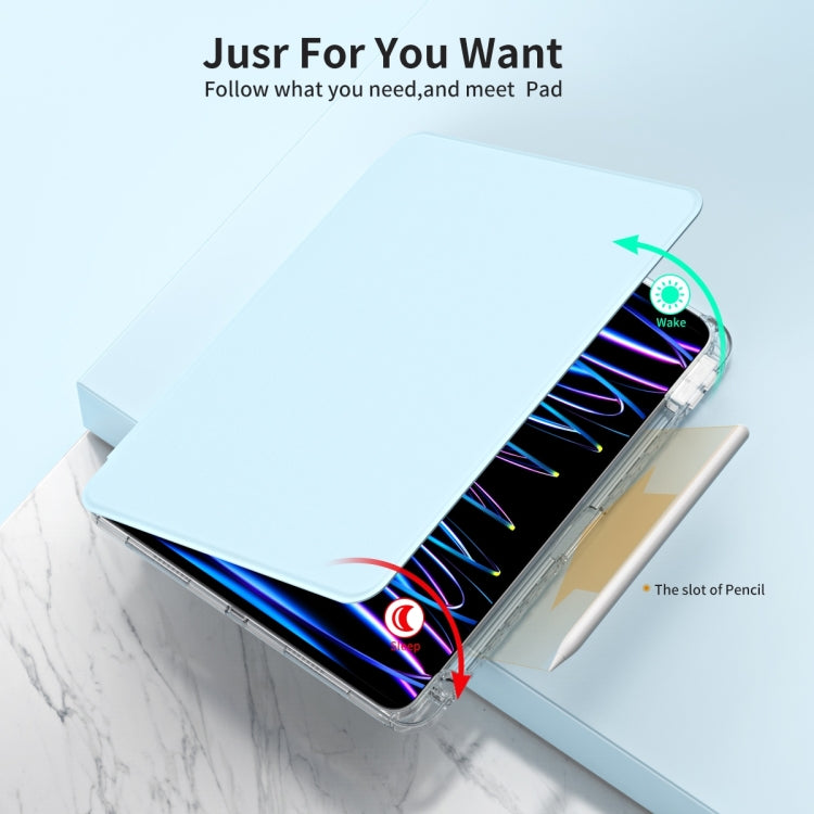 For iPad Pro 11 2024 360 Rotation Detachable Clear Acrylic Leather Tablet Case(Ice Blue) - iPad Pro 11 2024 Cases by PMC TechLife | Online Shopping South Africa | PMC TechLife | Buy Now Pay Later Mobicred