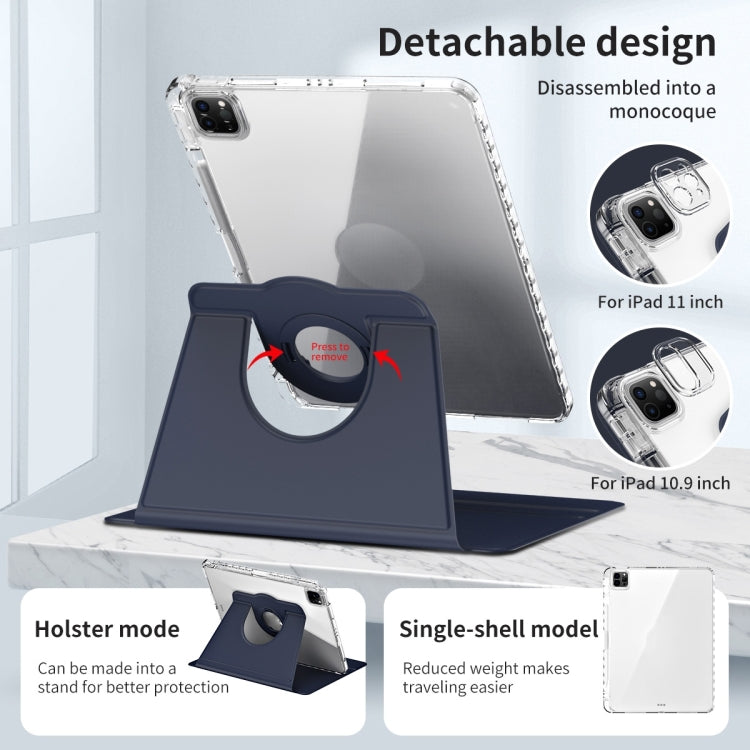 For iPad Pro 11 2024 360 Rotation Detachable Clear Acrylic Leather Tablet Case(Dark Blue) - iPad Pro 11 2024 Cases by PMC TechLife | Online Shopping South Africa | PMC TechLife | Buy Now Pay Later Mobicred