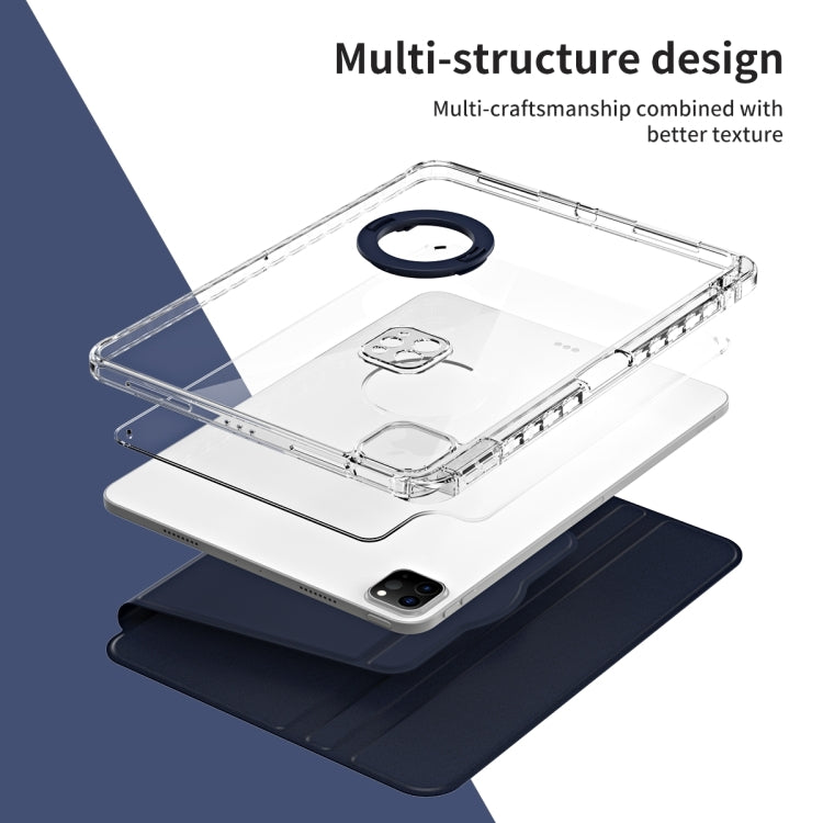 For iPad Pro 11 2024 360 Rotation Detachable Clear Acrylic Leather Tablet Case(Dark Blue) - iPad Pro 11 2024 Cases by PMC TechLife | Online Shopping South Africa | PMC TechLife | Buy Now Pay Later Mobicred