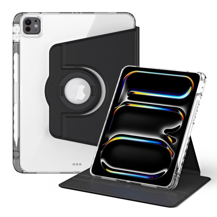 For iPad Pro 13 2024 360 Rotation Detachable Clear Acrylic Leather Tablet Case(Black) - iPad Pro 13 2024 Cases by PMC TechLife | Online Shopping South Africa | PMC TechLife | Buy Now Pay Later Mobicred