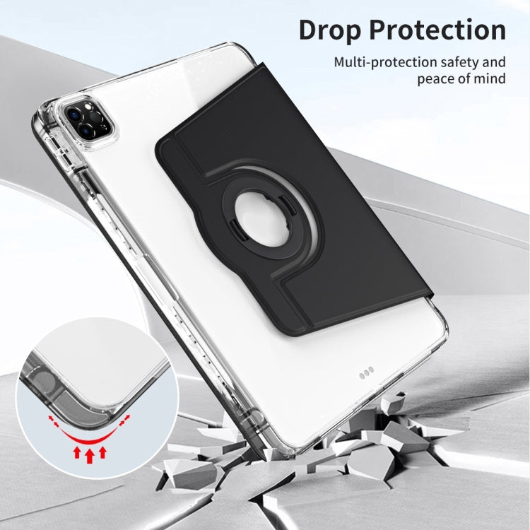 For iPad Pro 13 2024 360 Rotation Detachable Clear Acrylic Leather Tablet Case(Black) - iPad Pro 13 2024 Cases by PMC TechLife | Online Shopping South Africa | PMC TechLife | Buy Now Pay Later Mobicred