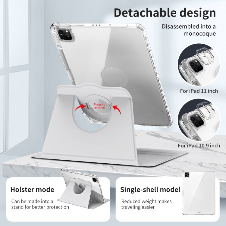 For iPad Pro 13 2024 360 Rotation Detachable Clear Acrylic Leather Tablet Case(Grey) - iPad Pro 13 2024 Cases by PMC TechLife | Online Shopping South Africa | PMC TechLife | Buy Now Pay Later Mobicred