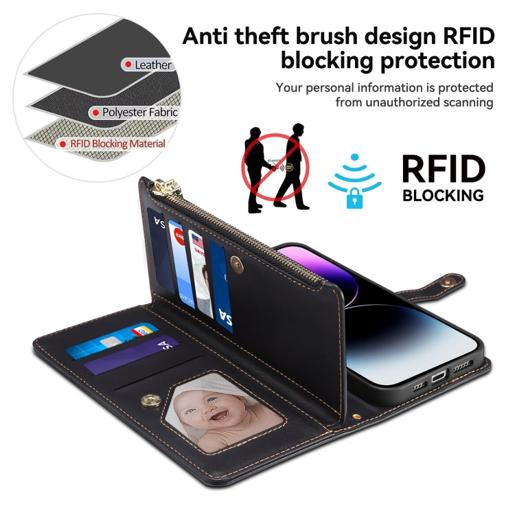 For Motorola Moto E14 ESEBLE Star Series Lanyard Zipper Wallet RFID Leather Case(Black) - Motorola Cases by ESEBLE | Online Shopping South Africa | PMC TechLife | Buy Now Pay Later Mobicred