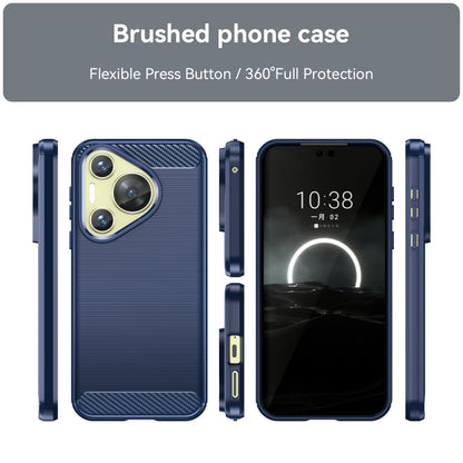 For Huawei Pura 70 Brushed Texture Carbon Fiber TPU Phone Case(Blue) - Huawei Cases by PMC Jewellery | Online Shopping South Africa | PMC Jewellery | Buy Now Pay Later Mobicred