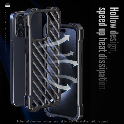 For iPhone 16 Pro Max R-JUST RJ-50 Hollow Breathable Armor Metal Phone Case(Space Grey) - iPhone 16 Pro Max Cases by R-JUST | Online Shopping South Africa | PMC Jewellery | Buy Now Pay Later Mobicred