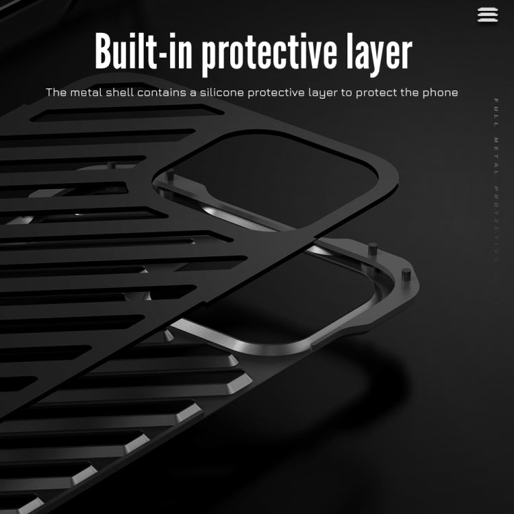 For iPhone 16 Pro Max R-JUST RJ-50 Hollow Breathable Armor Metal Phone Case(Space Grey) - free shipping - PMC Jewellery - Order now!