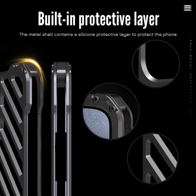 For iPhone 15 Pro Max R-JUST RJ-50 Hollow Breathable Armor Metal Phone Case(Space Grey) - iPhone 15 Pro Max Cases by R-JUST | Online Shopping South Africa | PMC TechLife | Buy Now Pay Later Mobicred