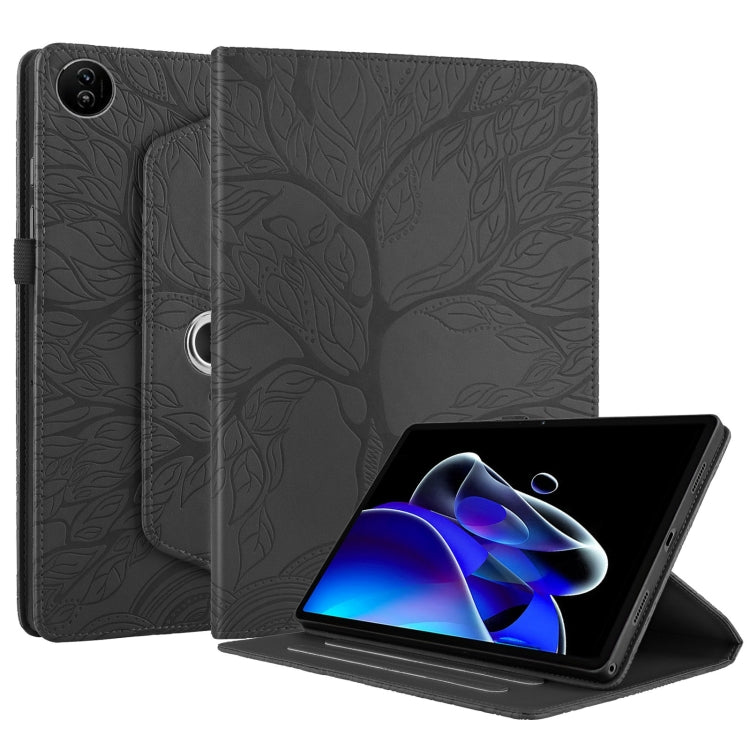 For Realme Pad 2 Tree Life Embossed Rotation Leather Tablet Case(Black) - Realme by PMC TechLife | Online Shopping South Africa | PMC TechLife | Buy Now Pay Later Mobicred