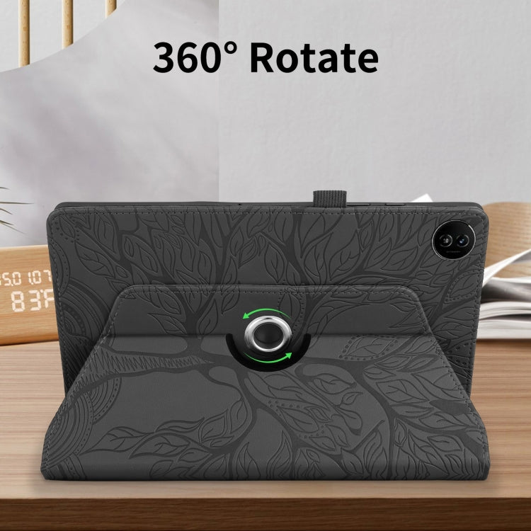 For Realme Pad 2 Tree Life Embossed Rotation Leather Tablet Case(Black) - Realme by PMC TechLife | Online Shopping South Africa | PMC TechLife | Buy Now Pay Later Mobicred
